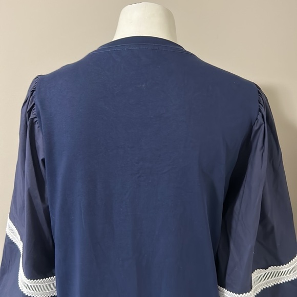 Tanya Taylor Kristie Mini Dress in Navy Blue and White Lace Poplin Sz M NEW - Picture 12 of 16